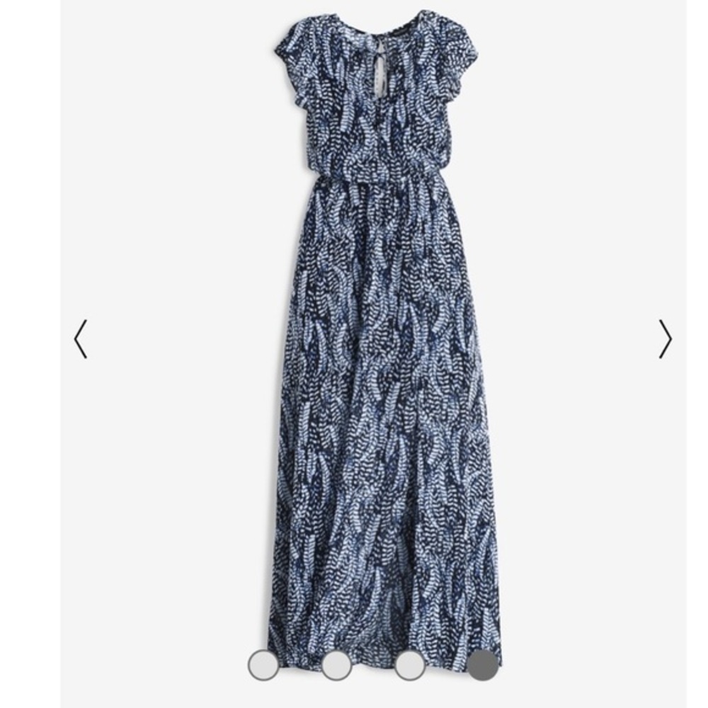 White‎ House Black Market sheer Feather Print Maxi Dress size xxs